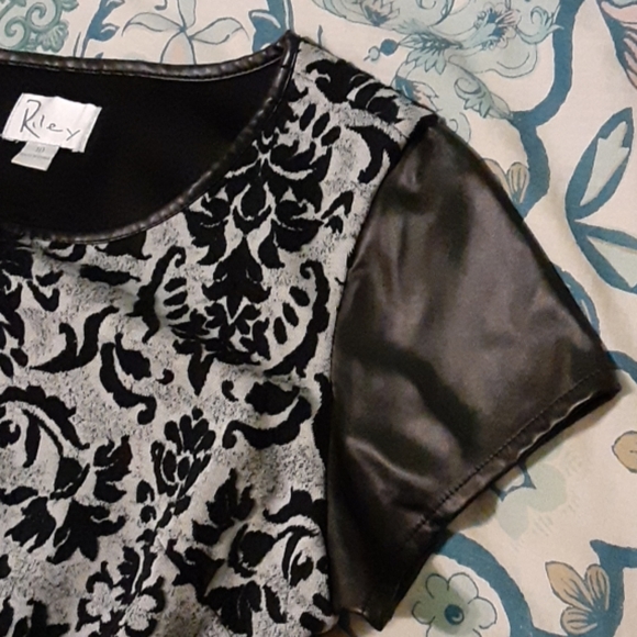 Riley Dresses & Skirts - Riley Damask Leather Sleeve Dress 10 M